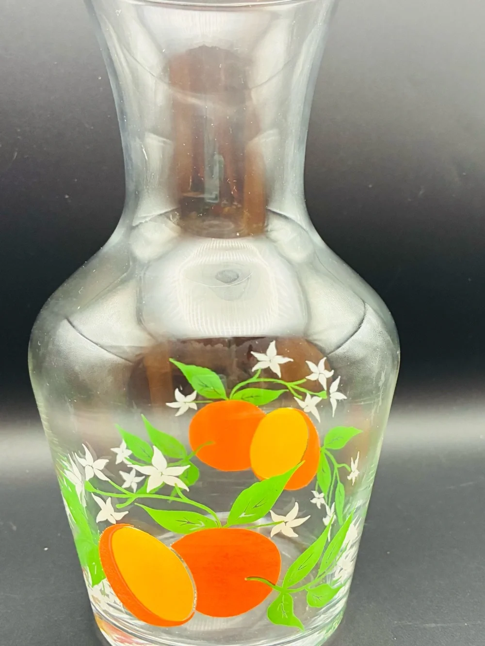 Vintage Anchor Hocking Orange Blossom Glass Juice Carafe Pitcher MCM Retro NoLid